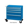 Lista International Lista 40-1/4"W Mobile Cabinet, 5 Drawers, 63 Compart - Bright Blue, Keyed Alike XSHS0750-0505MBBKA